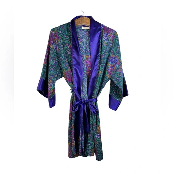 Vintage Victoria’s Secret Women’s Paisley Robe Gold Label Whimsical Fairy Floral - Picture 3 of 14